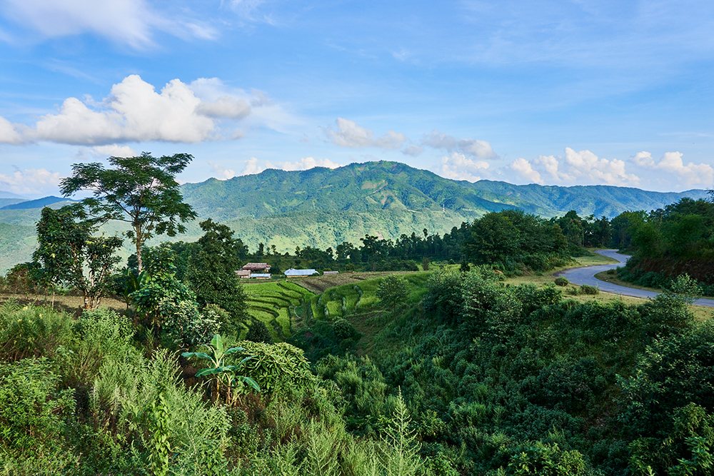 Landscape photography: View over the fields near Kangpokpi, Manipur, Northeast India