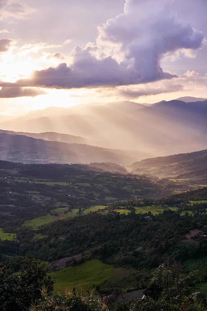 Landscape photography: Sunrays over the valley, Manipur, Northeast India